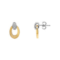 9ct Two Tone Oval Diamond Set Earrings With Brushed Finish