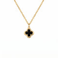 9ct Yellow Gold Black Onyx Clover Necklace