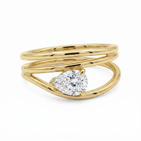 9ct Yellow Gold Pear Lab Grown Diamond Ring