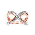 9ct Rose Gold Diamond Set Open Crossover Ring