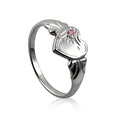 Sterling Silver Single Heart Pink CZ Signet Ring