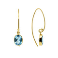 9ct Yellow Gold Blue Topaz Drop Earrings