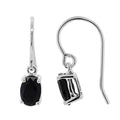 9ct White Gold Oval Sapphire Drop Earrings