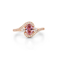 Rose Gold Plated Pink Cubic Zirconia Ring With Halo