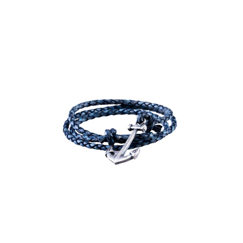 Men's Italian Leather Plaited Wrap Bracelet - alternate view
