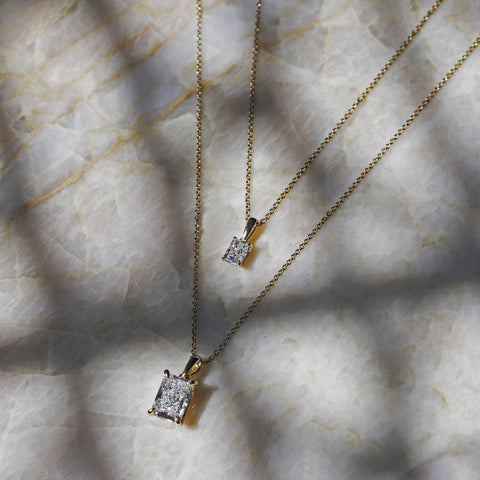 9ct Yellow Gold 2.00ct Radiant Cut Lab Grown Diamond Pendant - alternate view