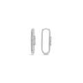 9ct White Gold Paperclip Huggie Earrings With Cubic Zirconia