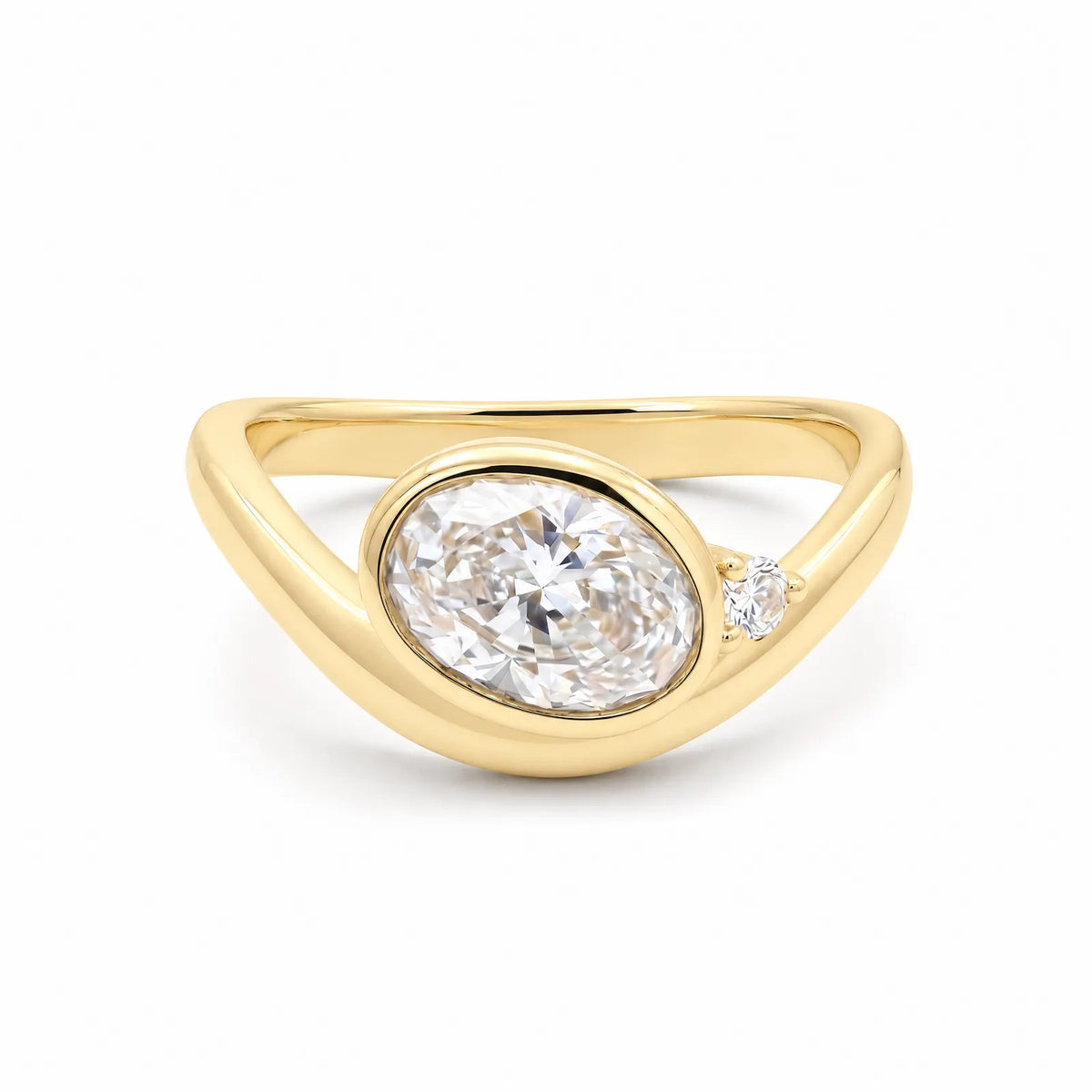 9ct Yellow Gold Oval Lab Grown Diamond Engagement Ring