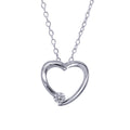 Sterling Silver Open Heart Pendant With Cubic Zirconia