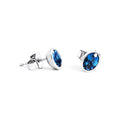 9ct White Gold Oval London Blue Topaz Bezel Set Studs