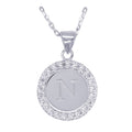 Sterling Silver Cubic Zirconia Letter N Pendant On Chain