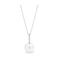 Sterling Silver White Freshwater Pearl & CZ Necklace