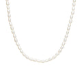 Yellow Gold Plated Short Rice Pearl Necklace