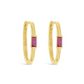 9ct Yellow Gold Ruby Set Paperclip Huggie