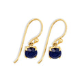 9ct Yellow Gold Round Natural Sapphire Drop Earrings
