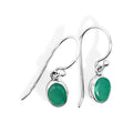 Sterling Silver Oval Emerald Bezel Set Drop Earrings
