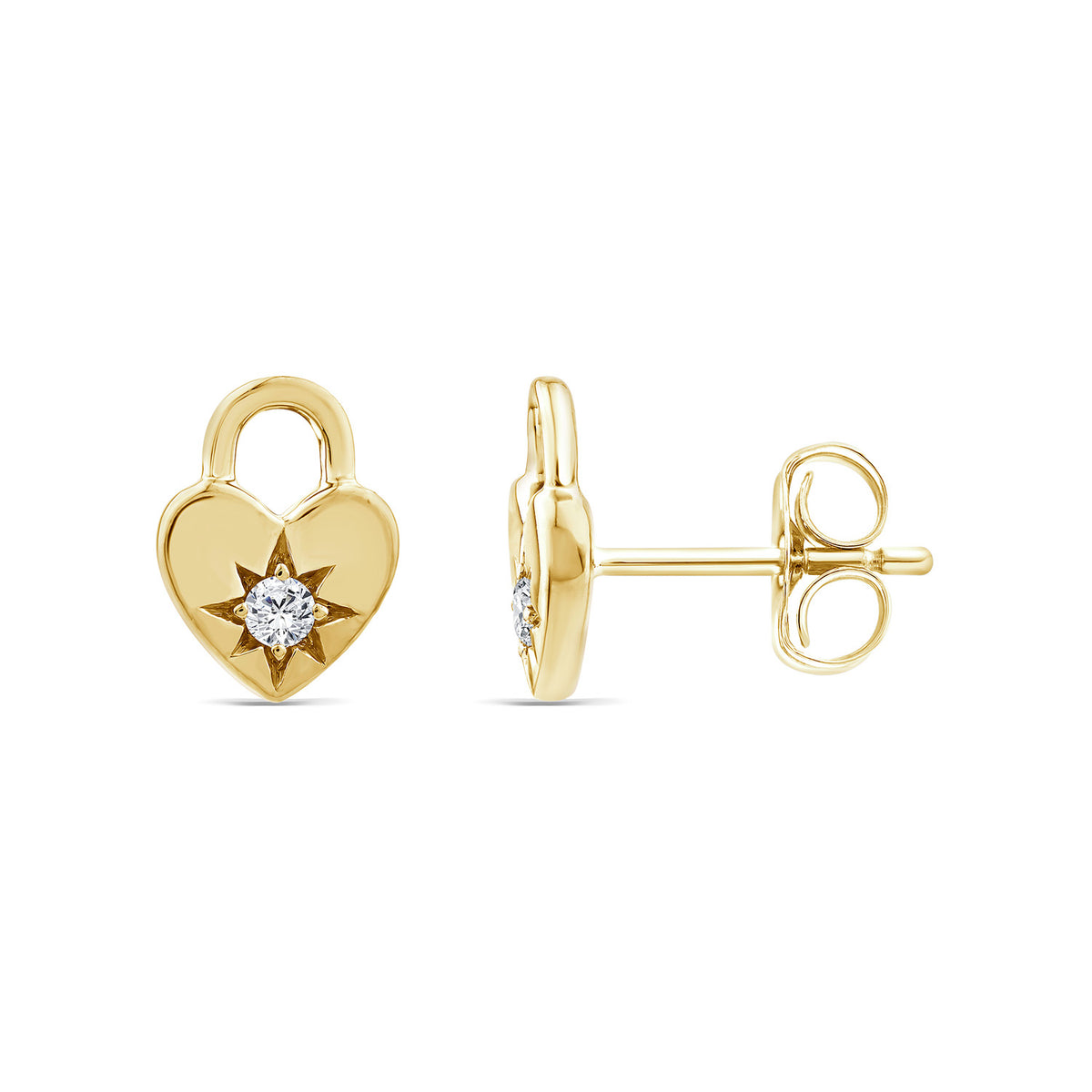 Gold Vermeil 22ct Heart Padlock Earrings With Lab Grown Diamonds