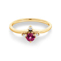 9ct Yellow Gold Rhodolite Garnet & Lab Grown Diamond Ring