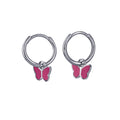Sterling Silver Huggies With Butterfly Drop