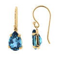 9ct Yellow Gold London Blue Topaz Drop Earrings