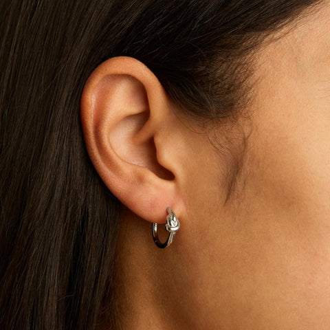Najo Nature's Knot Silver Huggie Earrings - alternate view