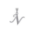 Sterling Silver Block Letter N With Cubic Zirconia