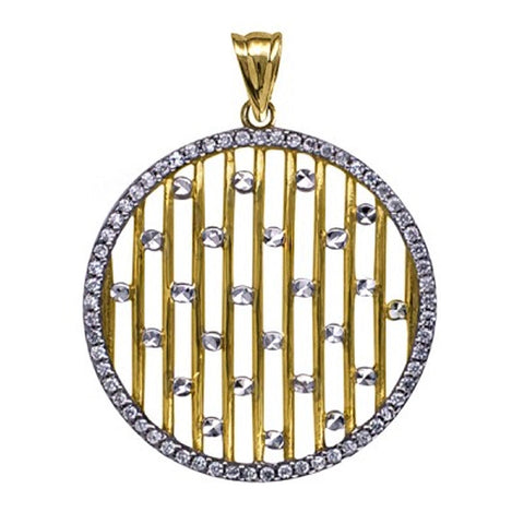 9ct Yellow Gold Fancy Round Cubic Zirconia Set Pendant - alternate view
