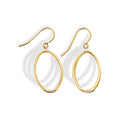 9ct Yellow Gold Three Oval Hoop Drop Earring On Shepherd Hooks