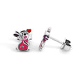 Sterling Silver Pink Enamel Rabbit Earrings
