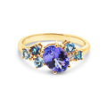 9ct Yellow Gold Multi Blue Coloured Dress Ring