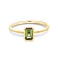 9ct Yellow Gold Emerald Cut Peridot Bezel Set Ring