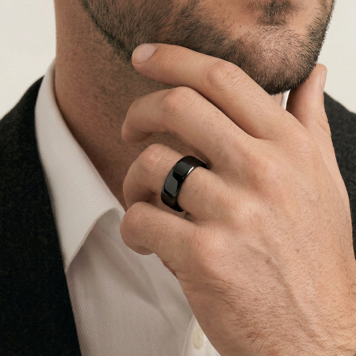 Men's Zirconium Wedding Ring