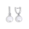 9ct White Gold South Sea Pearl And Diamond Huggie Earrings