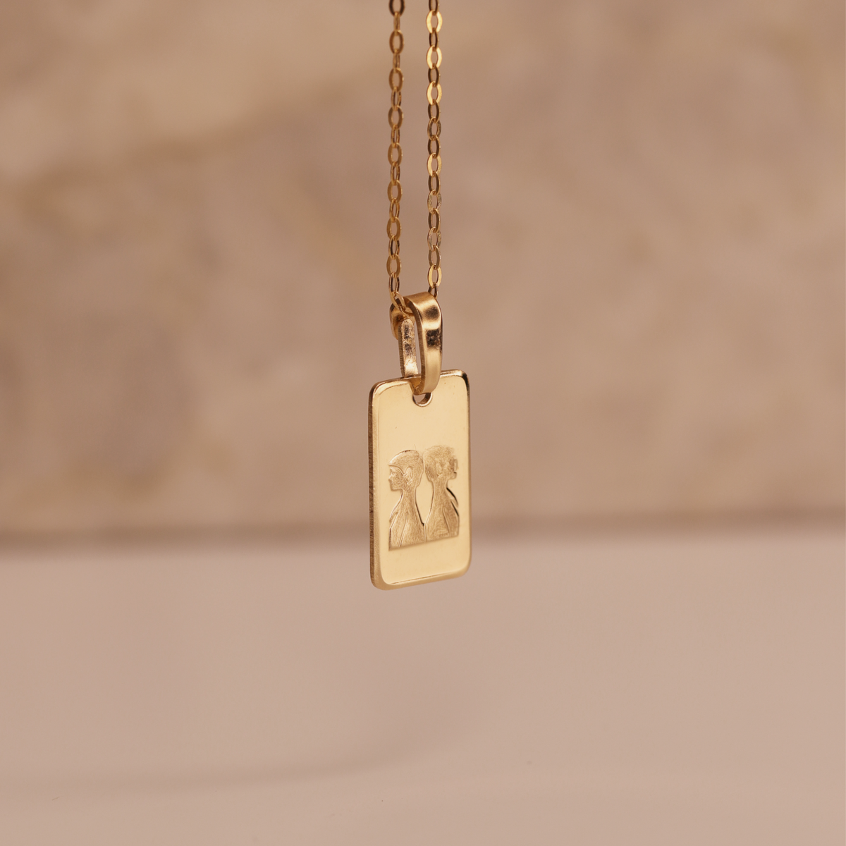 Gemini | 9ct Yellow Gold Rectangular Zodiac Pendant