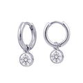 Sterling Silver Huggies With April Birthstone Drop