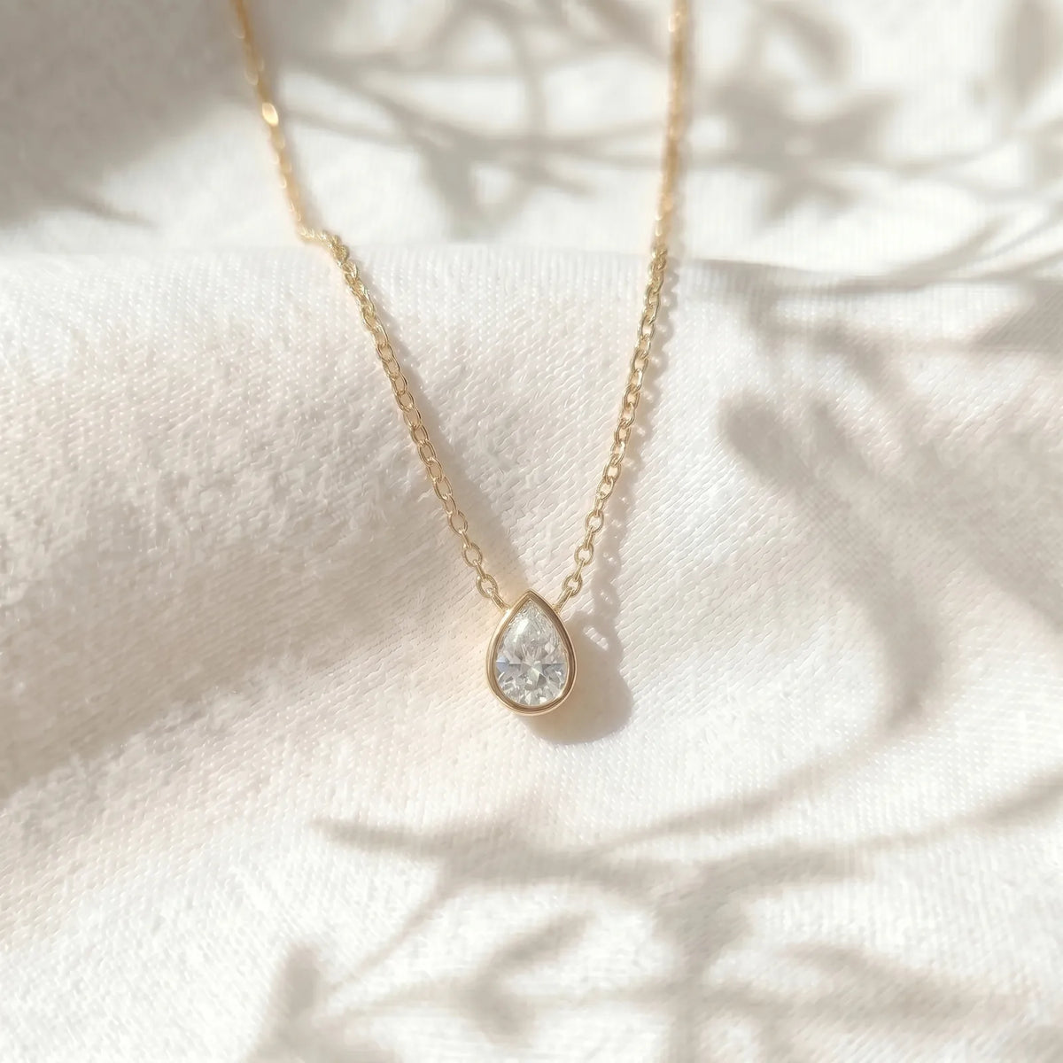 9ct Yellow Gold Pear Lab Grown Diamond Necklace