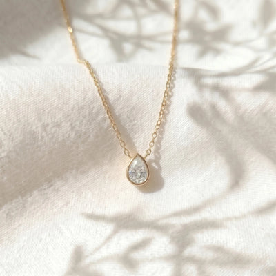 9ct Yellow Gold Pear Lab Grown Diamond Necklace - alternate