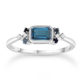9ct White Gold London Blue Topaz, Sapphire & Diamond Ring