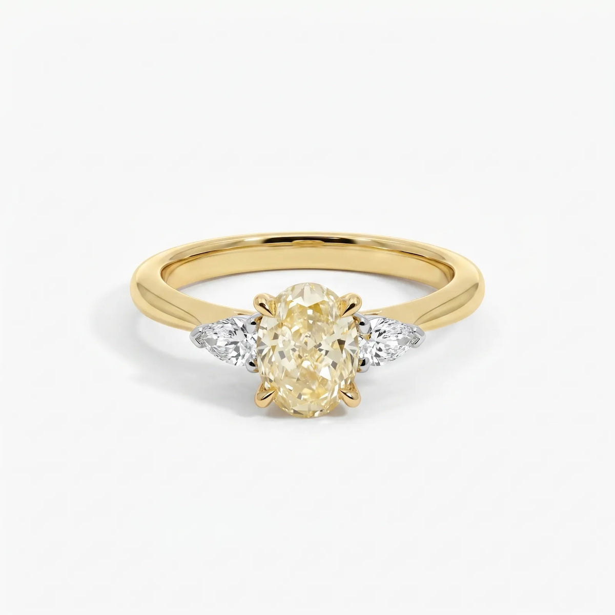 The Alexandra | 1.35ct Oval Natural Mined Yellow Trilogy Engagement Ring