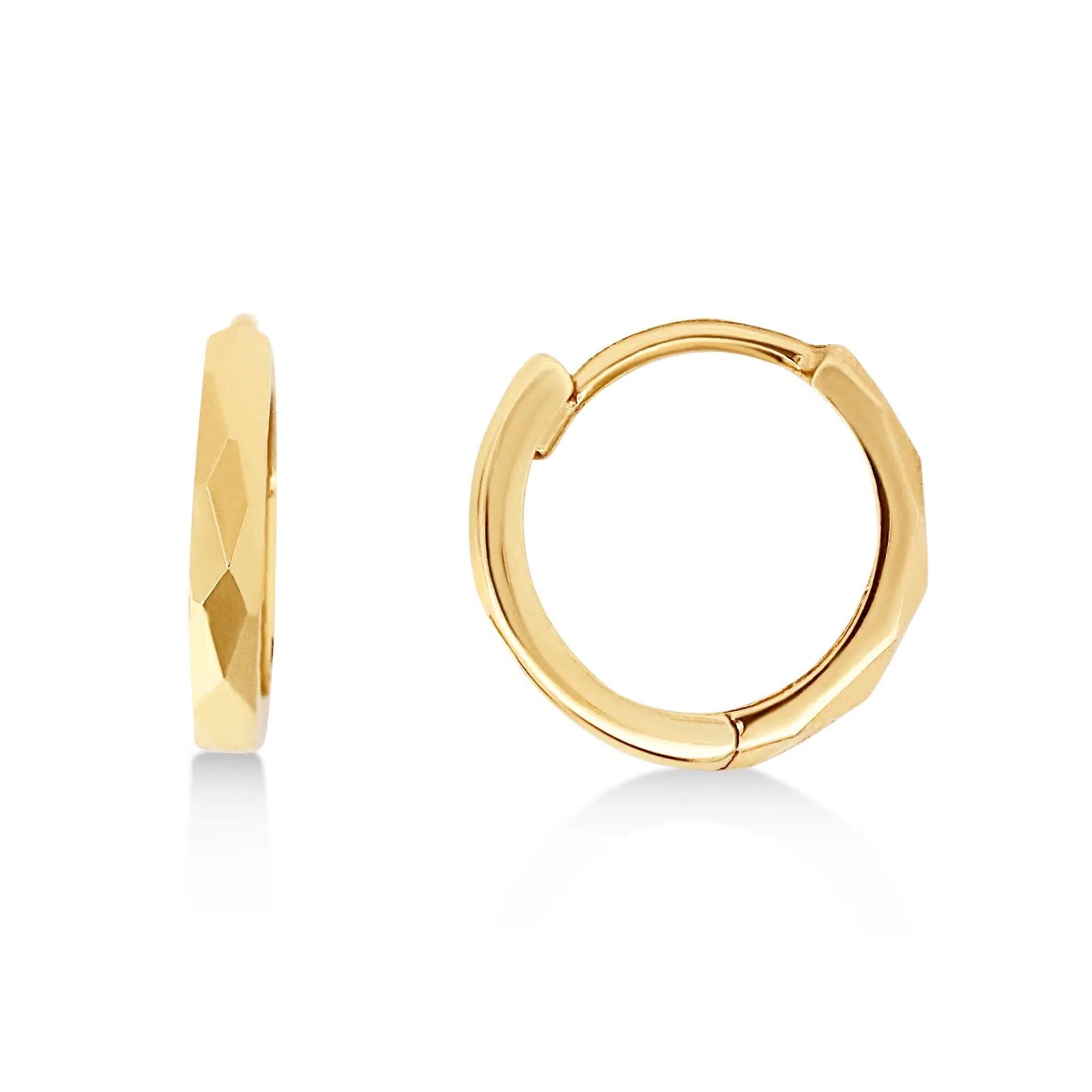9Ct Yellow Gold Diamond Cut Huggie Earrings
