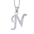 Sterling Silver Cubic Zirconia Letter N Necklace