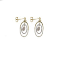 9ct Three Tone Cubic Zirconia Set Oval Drop Earrings
