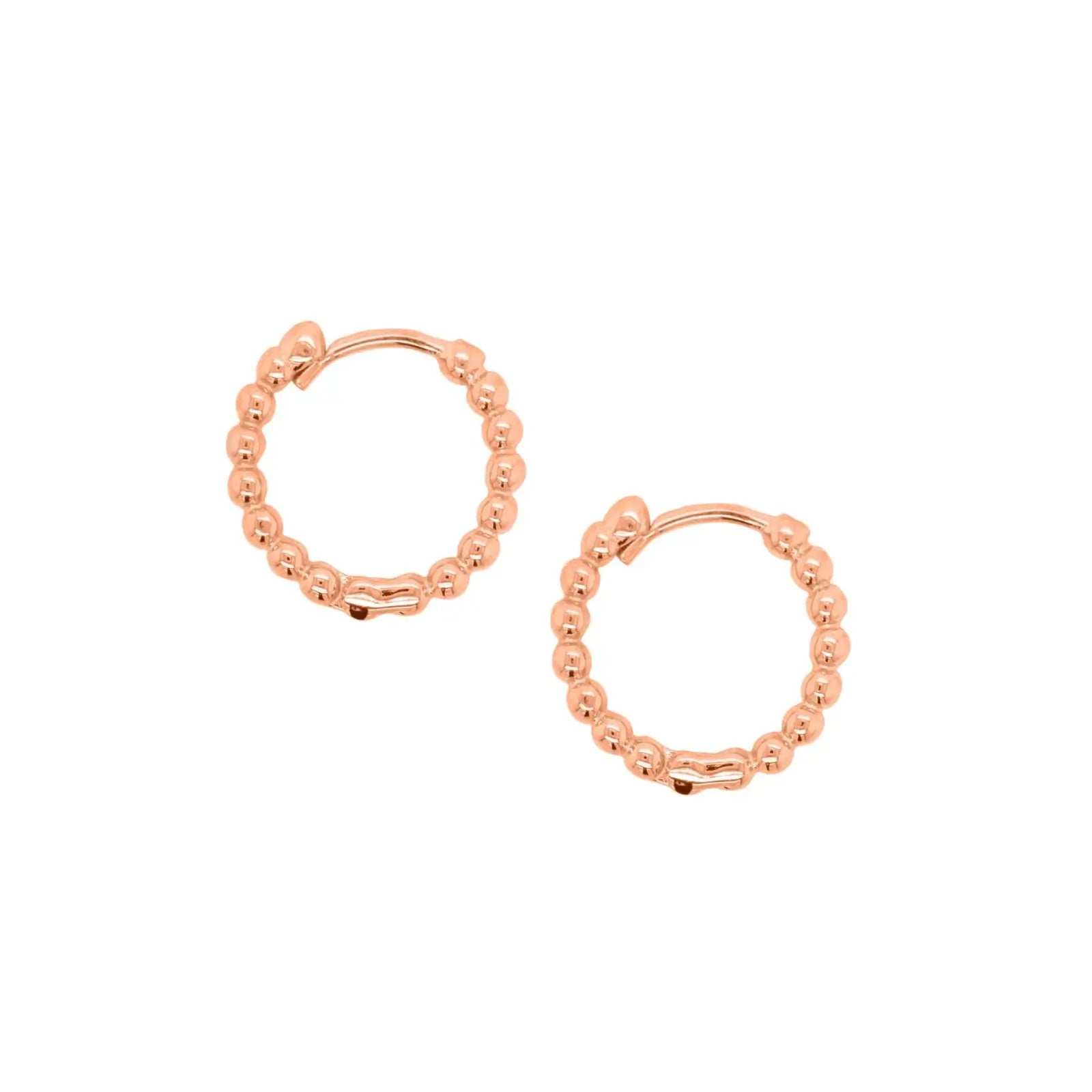 9ct Rose Gold Beaded Huggies