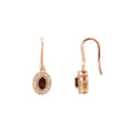 9ct Rose Gold Garnet & Diamond Drop Earrings