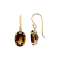 9ct Rose Gold Oval Smokey Quartz Drop Earrings
