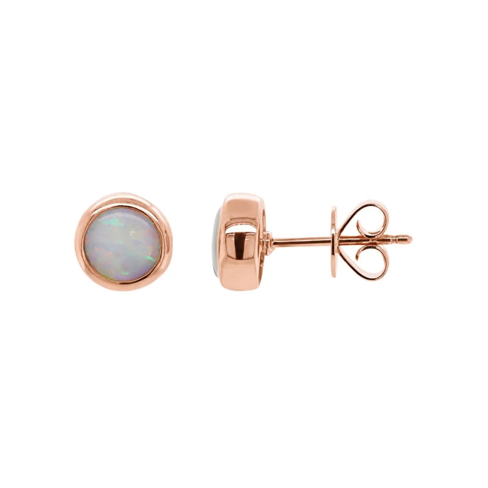 9ct Rose Gold White Australian Opal Studs