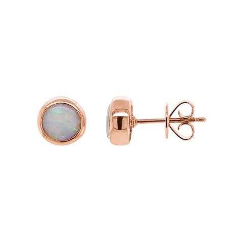 9ct Rose Gold White Australian Opal Studs