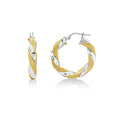 9ct Two Tone ?mm Italian Twist Hoop Earrings