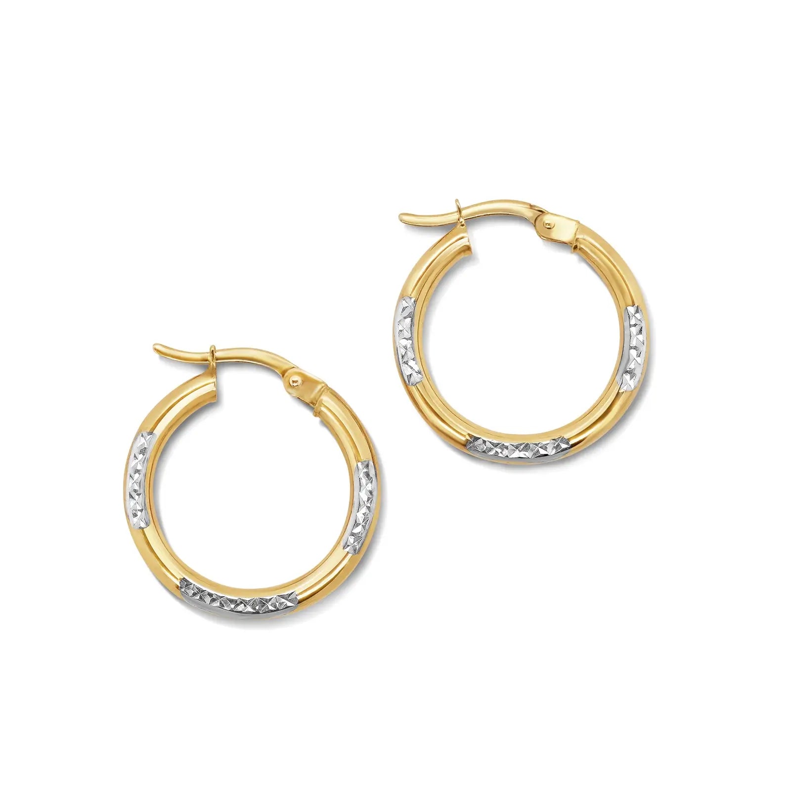 9ct Two Tone Silver Filled Hoop Earrings