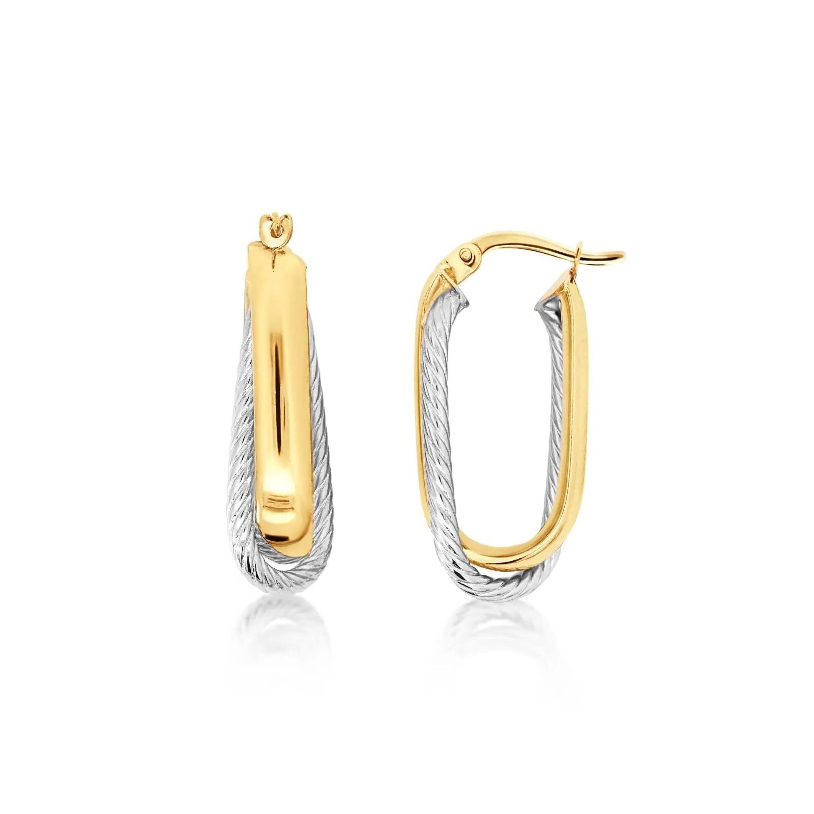 9ct Two Tone Silver Filled Twist Hoop Earrings
